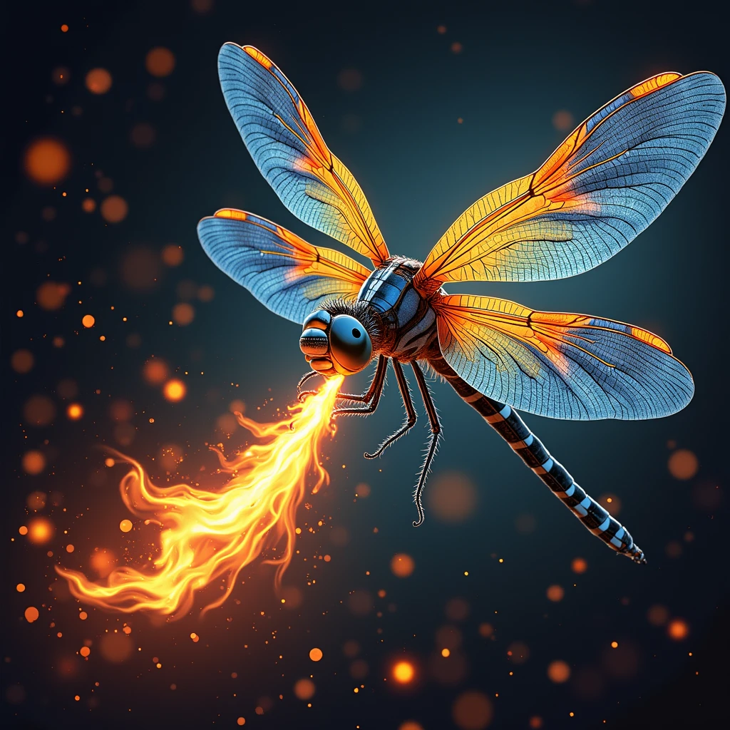 dragonfly breathing fire like a dragon