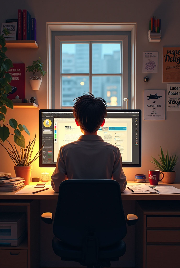Random graphic designer working from back