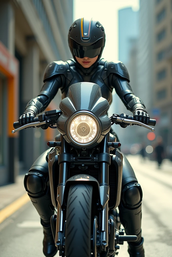  the street, the motorcycle, Female cyborg riding a high-tech motorcycle, best quality, high quality, absurdres, masterpiece, beautiful, intricate details, 1/2 body crop, slim body, beautiful figure, magnificent anatomy, (intricate details:1.12), HDR, (intricate details, hyper-detailing:1.15), (natural skin textures, hyper realisitc, soft light, Sharp:1.2)