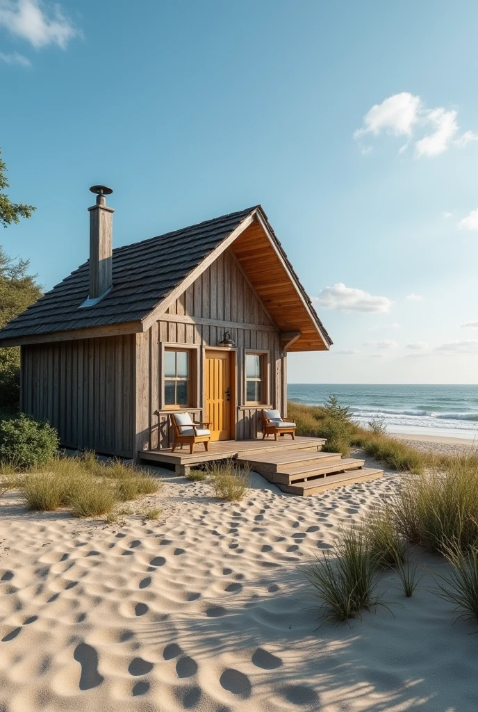 wooden cottage on the beach