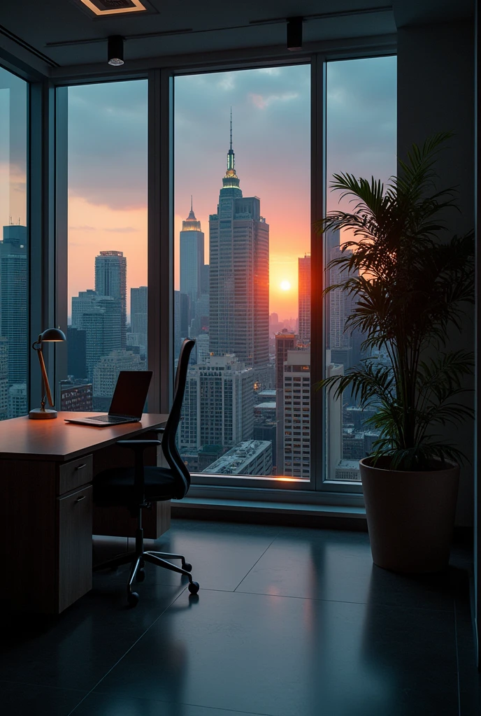 Briebing in a big office low light in a big city