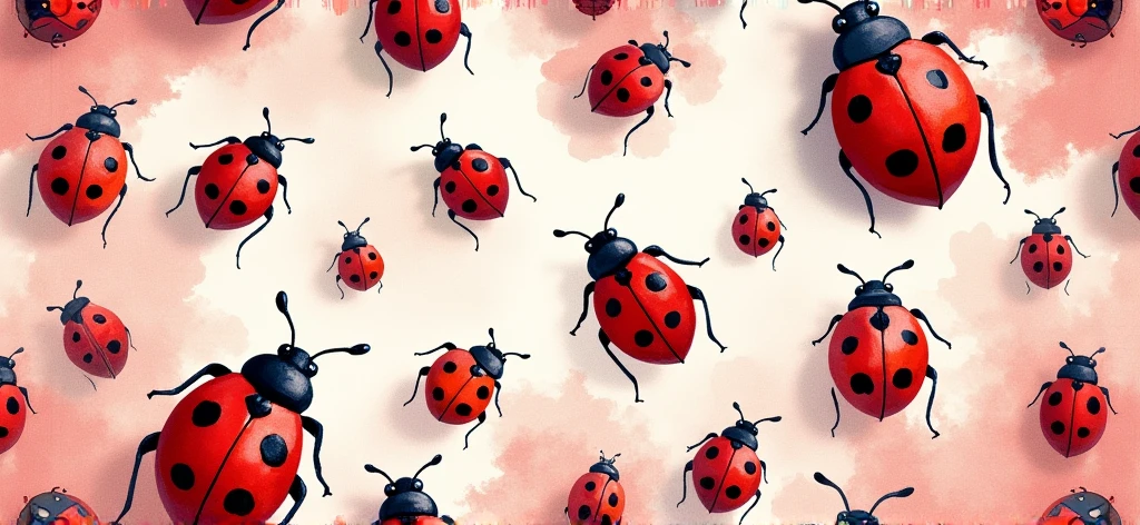 Ladybug pattern, in watercolor style
