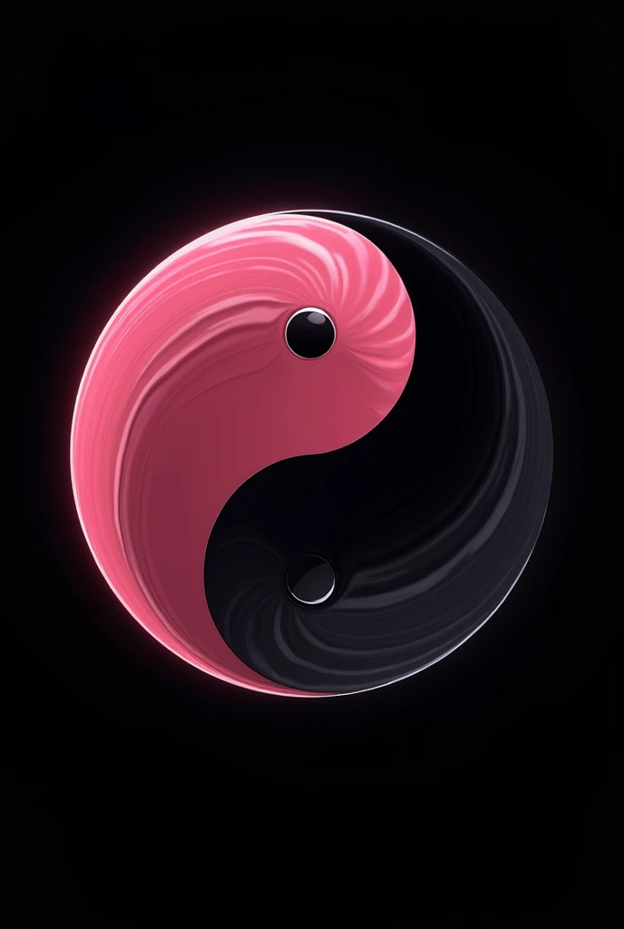 Pink Ying-Yang with black background 2d quality