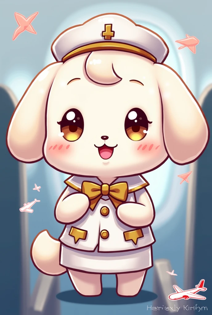 Grab the Cinnamoroll character and make it themed around the profession of flight attendant (stewardess), the closest thing to the original