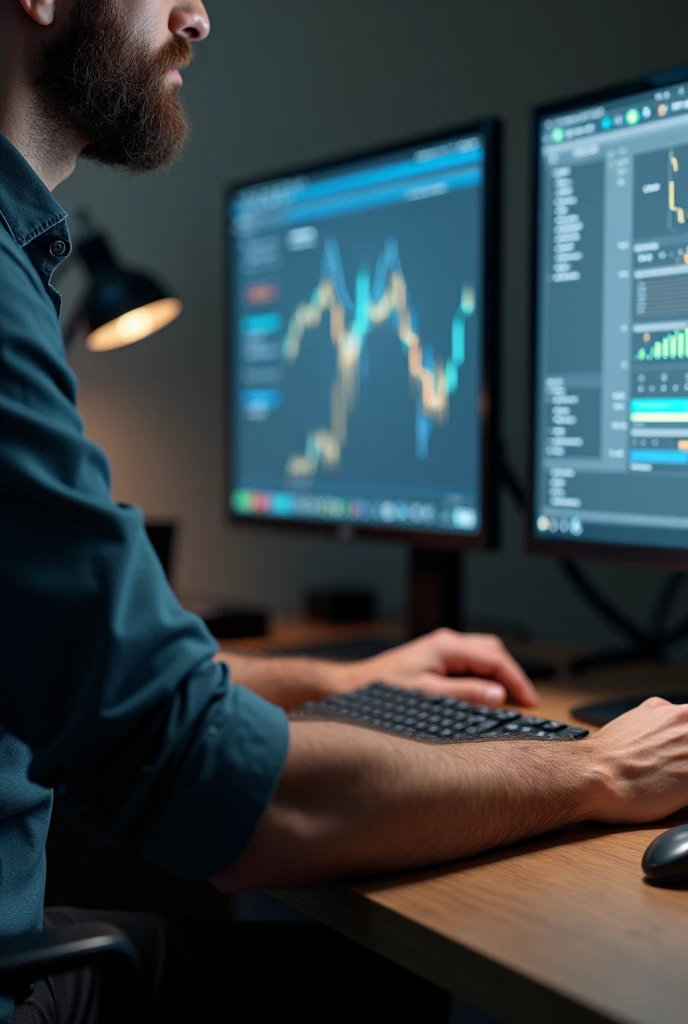 Create ultra realistic images of how I was working on the computer, but only showing my arm and the computer, I am a man