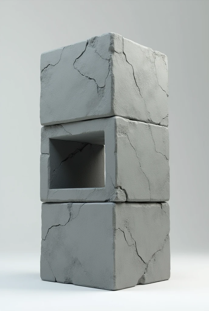 3d four Square stone, gray color