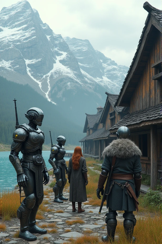 Robots, viking era, village, water