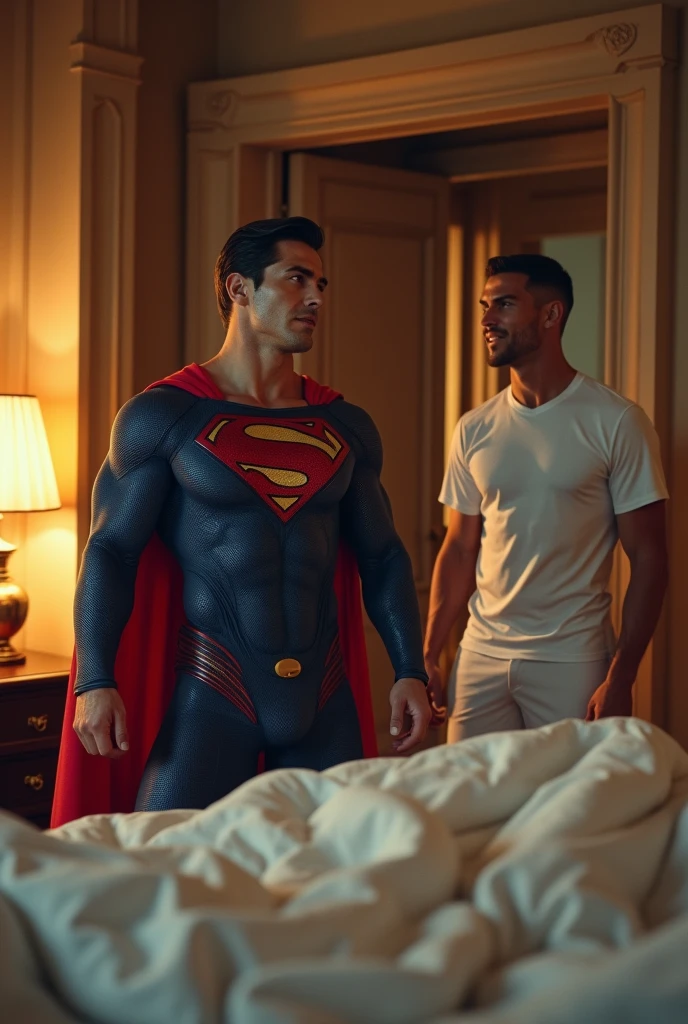 Superman caught by cr7 in a bed
