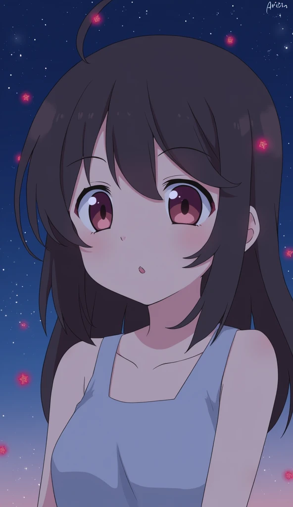 One beautiful girl,Highest quality,masterpiece,detailed,night,One beautiful girl,The scent of flowers drifts,風が囁くnight, A light seen in the distance,Let yourself be led,Close up of face,anime