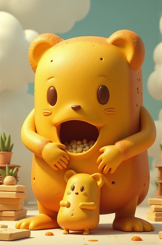 Giant cheese bread eating cheese bread