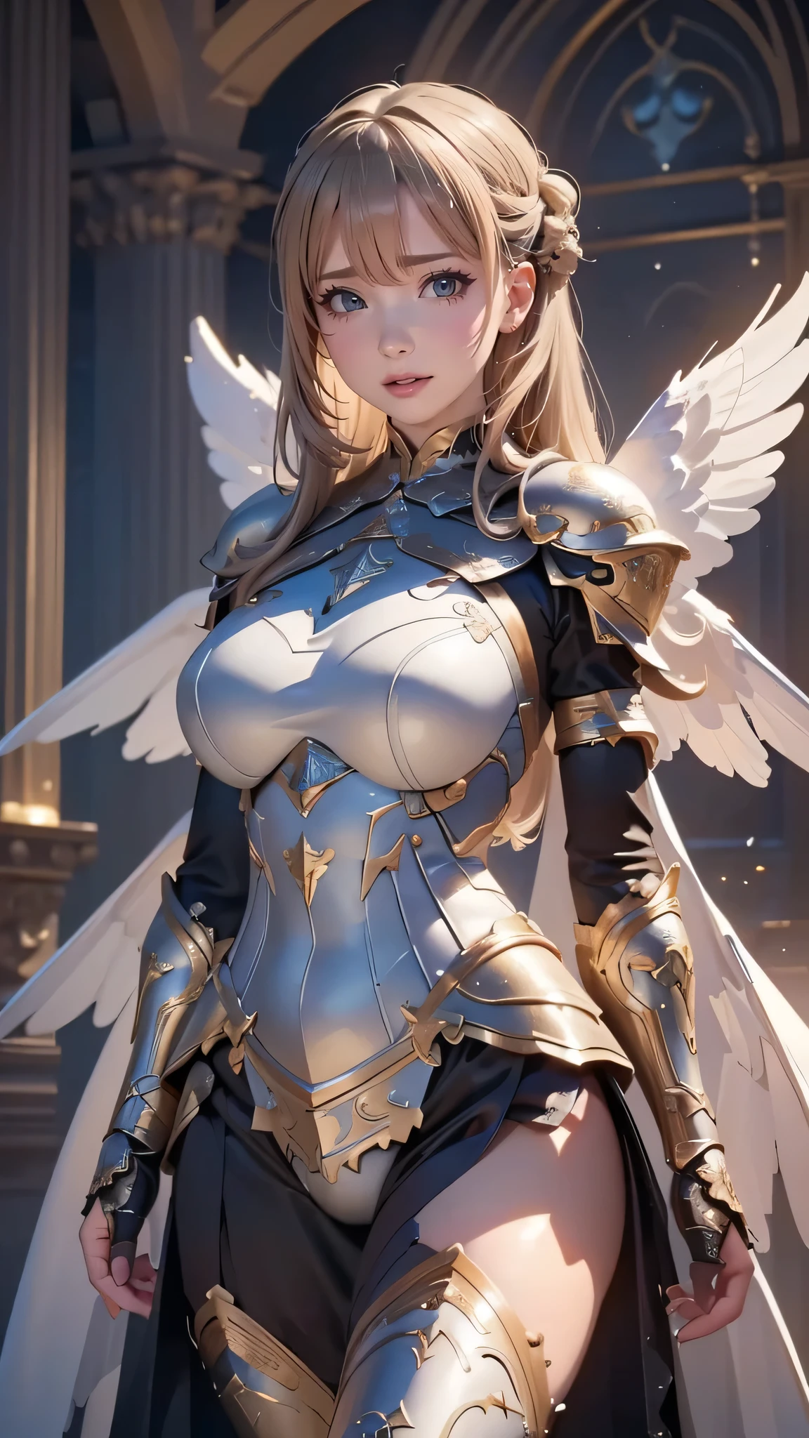 from below,angel armor,(fly down from the sky:1.5),(random hairstyle),(Highest image quality,(8k),ultra-realistic,best quality, high quality, high definition, high quality texture,high detail,beautiful detailed,fine detailed,extremely detailed cg,detailed texture,a realistic representation of the face,masterpiece,Sense of presence)