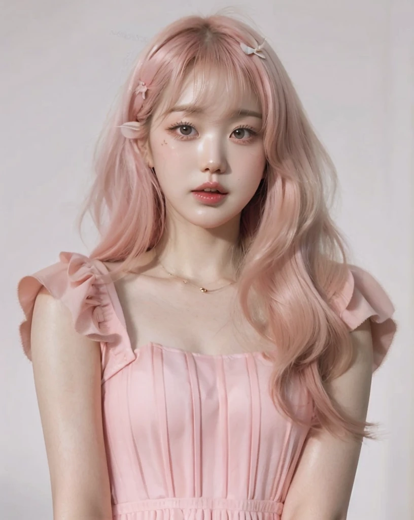 Wonnie pink short dress pink plump lips