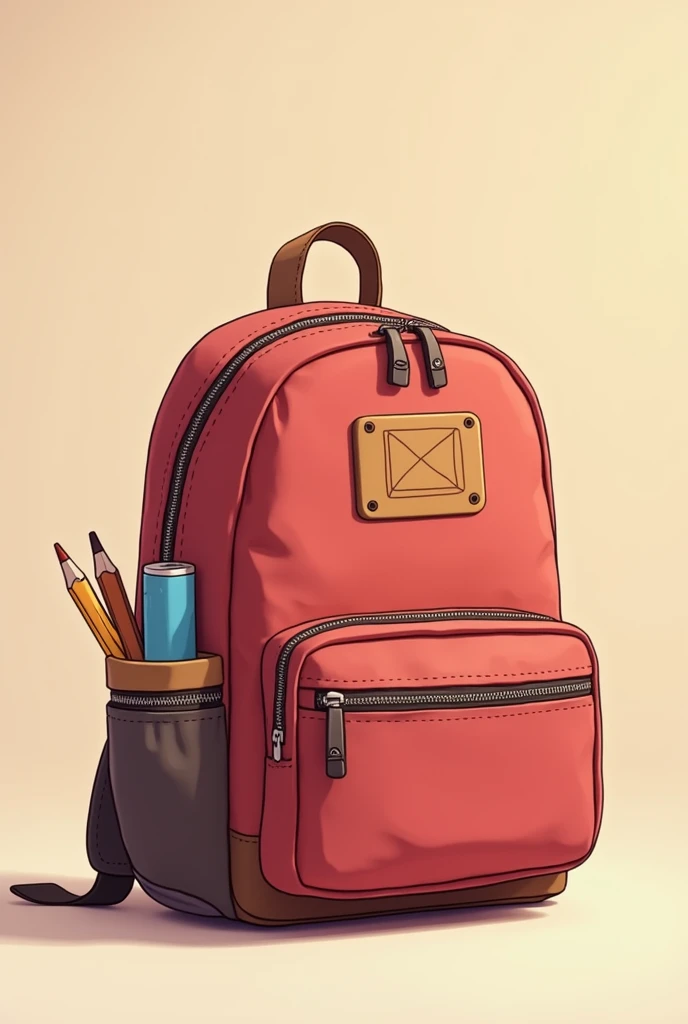 a backpack with a pencil case and a lunch box without any supplies and the image is animated