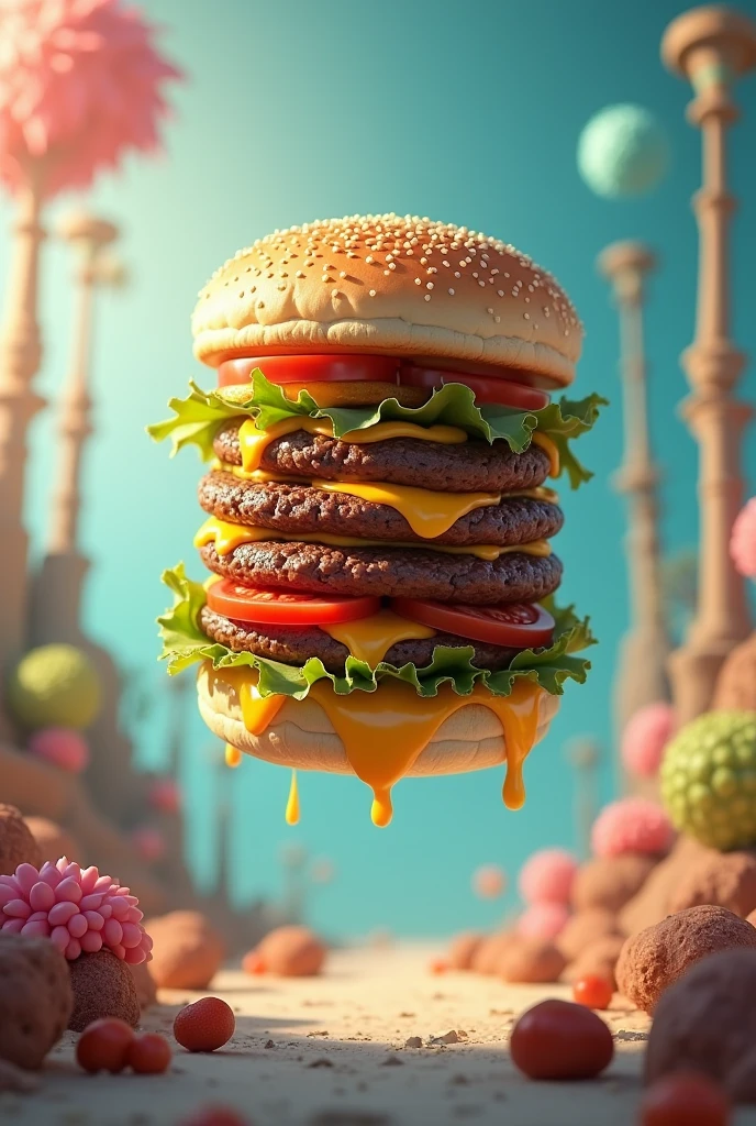 Create a flying burger