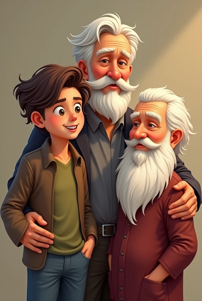 a 20 year old, a father of 40, an 80 year old grandfather, sem beard