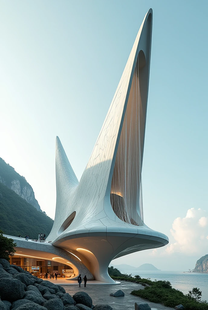 Structure that has a cable structure, tent structure and arch structure in model