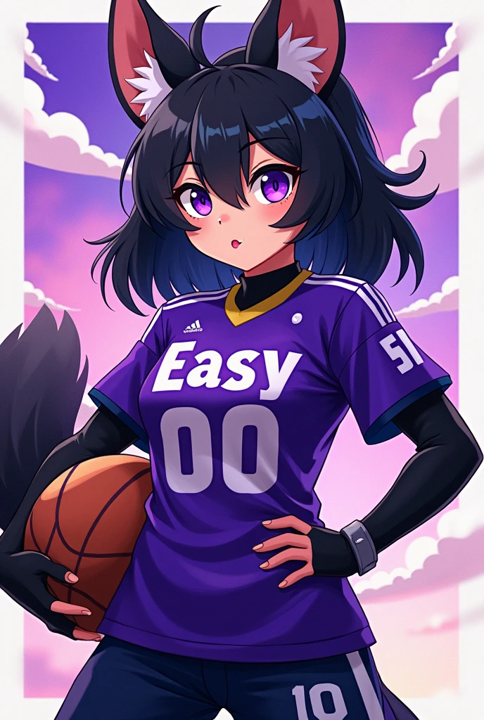 Kuromi's Purple Interclass Shirt with Name"Easy" number 00