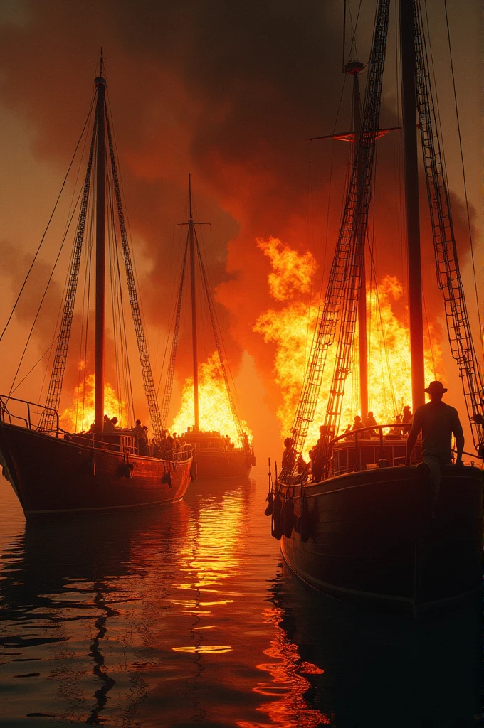 Burning boats