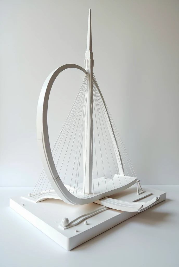 Project containing a cable structure, an arched structure in an architectural model