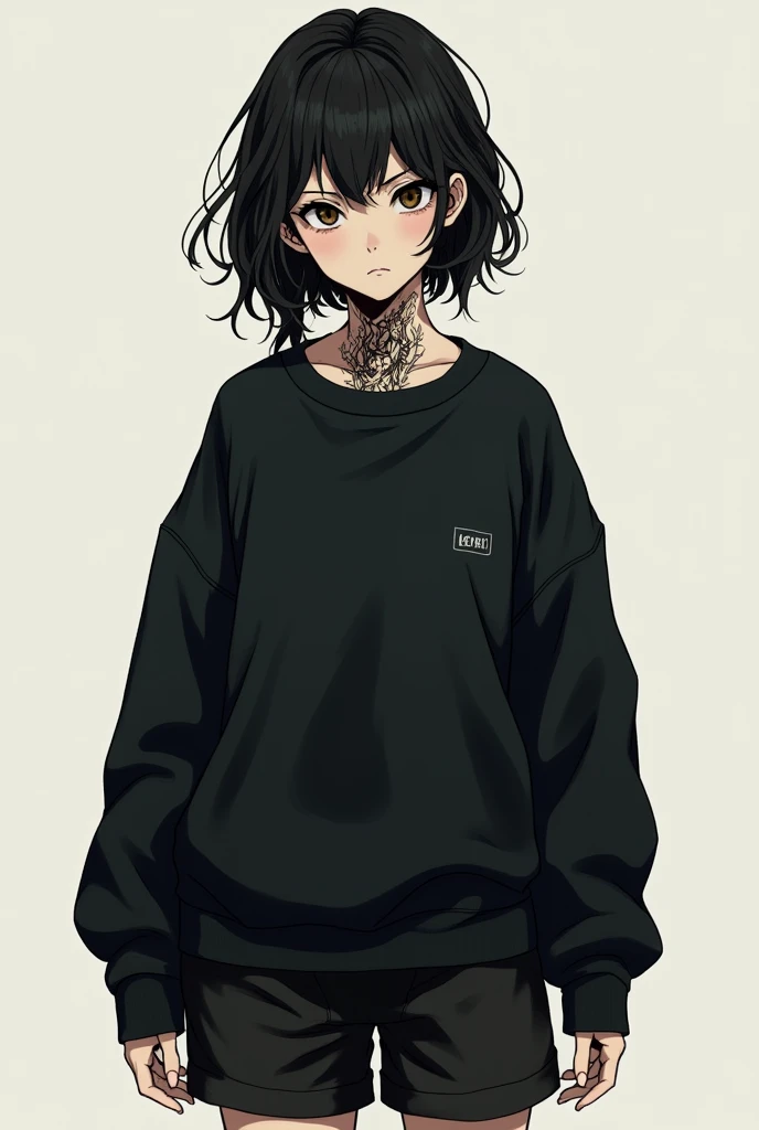 Un personnage dans le style de dessin du manga Jujutsu kaisen. Elle a les cheveux noirs légèrement bouclés. Elle a la peau pâle et des yeux d'un marrons foncés. Elle a un air froid sur le visage, peu aimable mais pas hostile non plus. Elle a des tatouages semblables à des ombres de flammes qui remonte sur son cou. Elle a souvent les cheveux attachés en queue de cheval, laissant des mèches de cheveux retomber sur son visage. Son uniforme de jujutsu High est un sweat shirt oversize noir qui laisse apercevoir au niveau des trapèze un débardeur en dessous. On a aperçoit le symbole distinctif de l'uniforme sur le bouton du col du sweat. Elle a un short large en bas avec des converses noires montantes. Elle fait 1m81. Elle a 21 ans, elle ne ressemble pas à une enfant