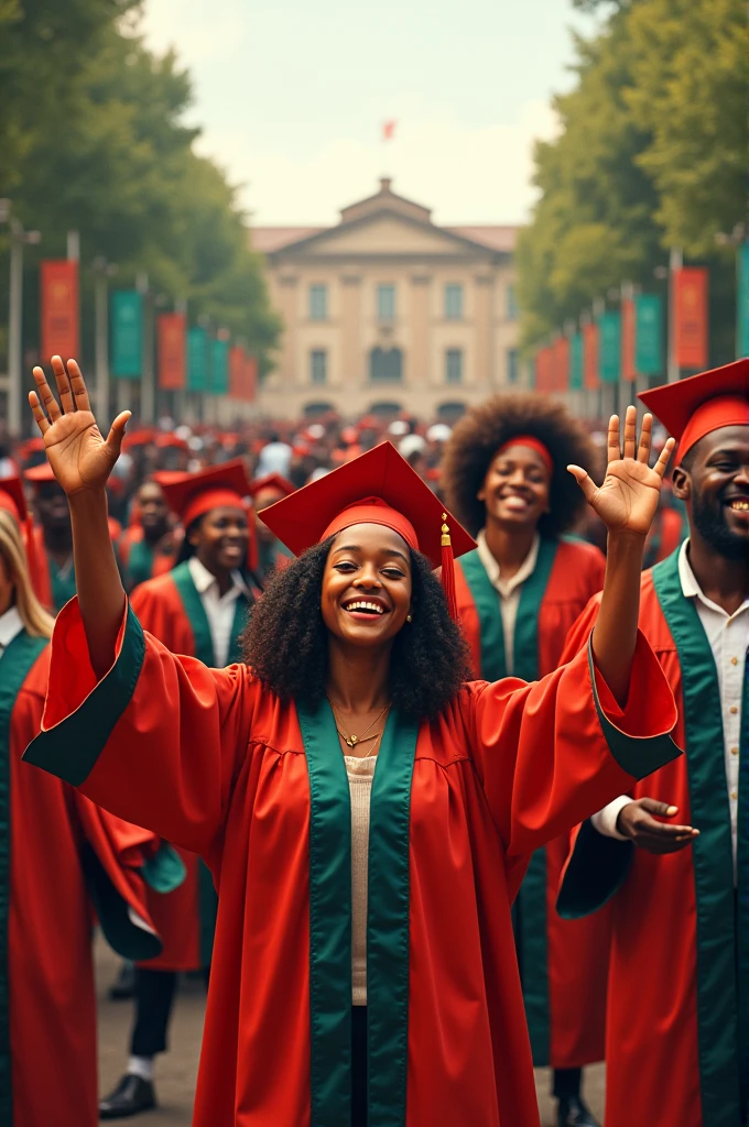 African Male and female children happily graduating from the university