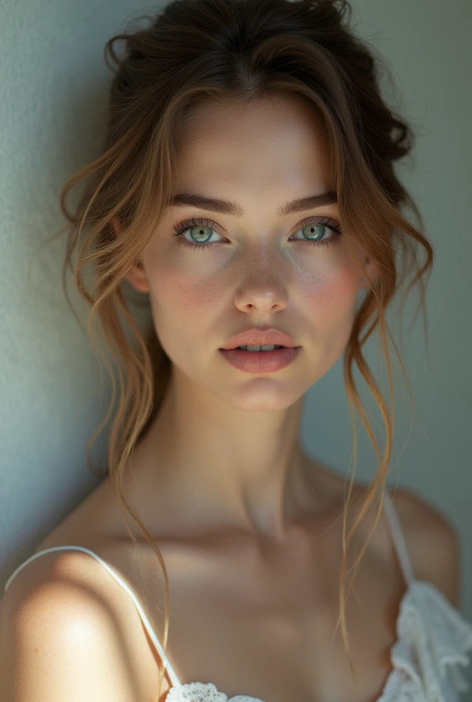 ((1 Russian woman)), (Read Manzanares) (teen model, 12 years old, young)), Unearthly beauty, Slim, Firm chest, soft light, ((David Hamilton style)), Without clothes, Close-up photo, in full height, masterpiece, high quality, photorealistic, 8K, high resolution, detailed skin, DSLR, soft lighting, high quality, grain, Fujifilm XT3