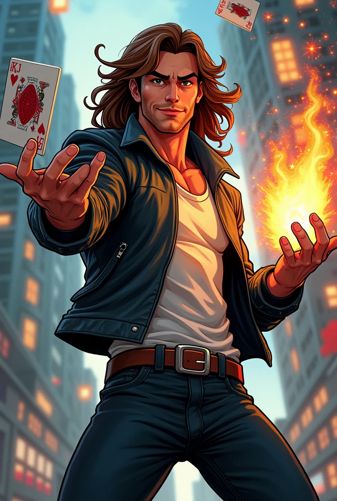 X men Gambit with his playing cards animated 