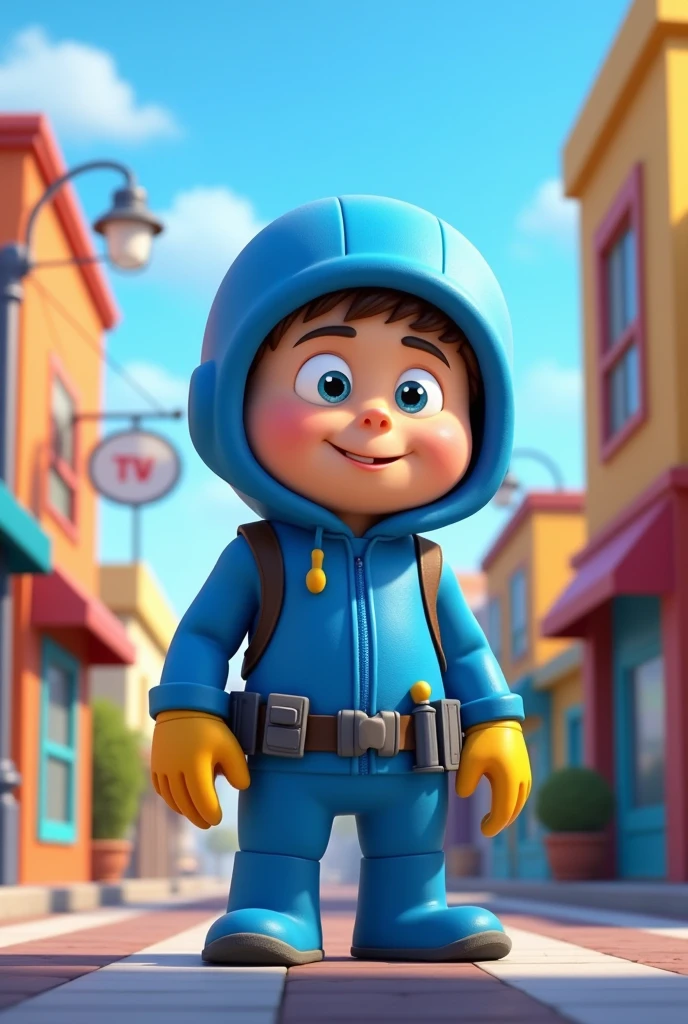 charachter, Jorel's brother ,Cartoon network, blue street cleaner&#39;s outfit.
