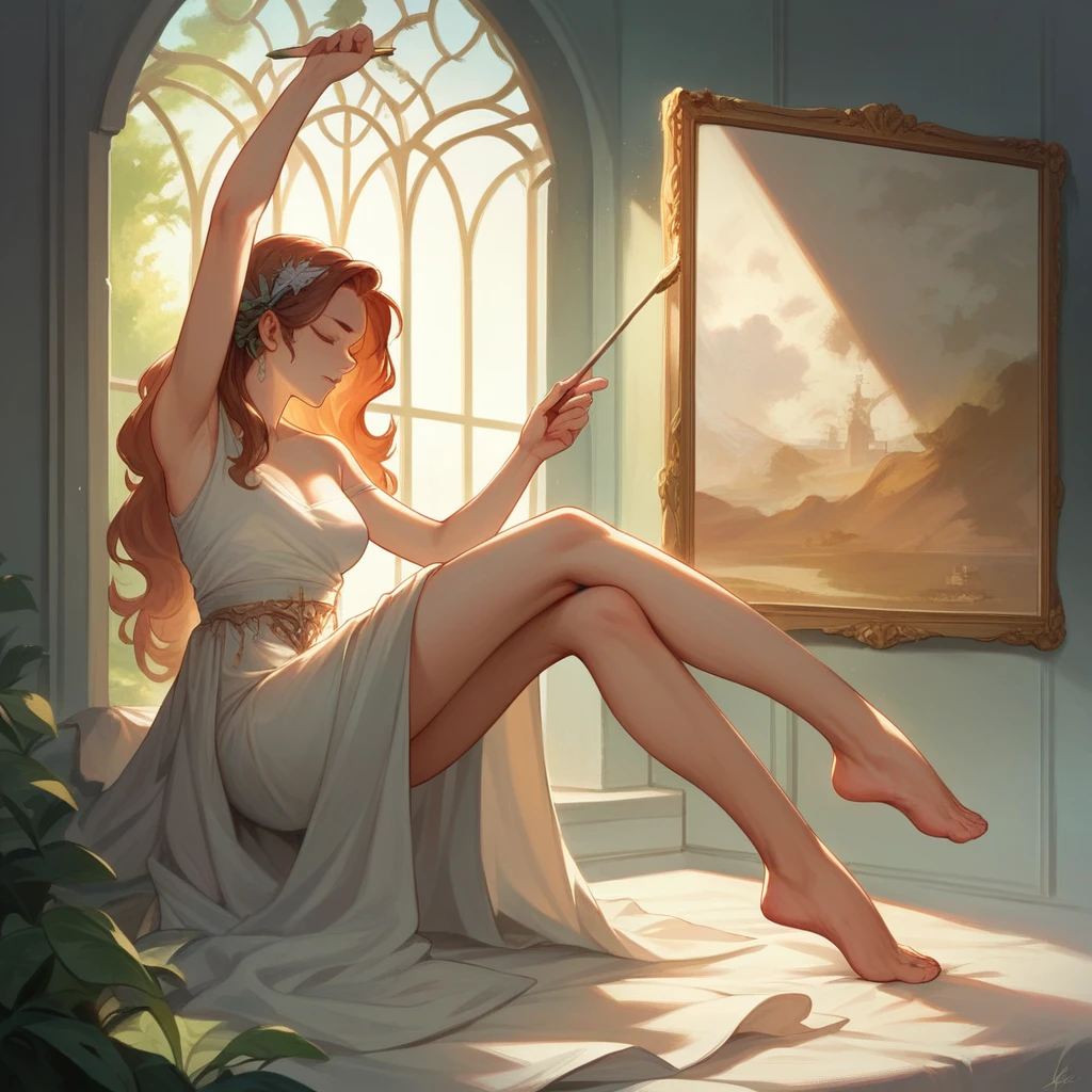 Masterpiece, high quality, top quality, highly detailed, extremely detailed, ultra-realistic, 4K, 8K, 16K, delicate anime style illustration. Cinematic lighting, graceful and beautiful painting with the theme of "feet".