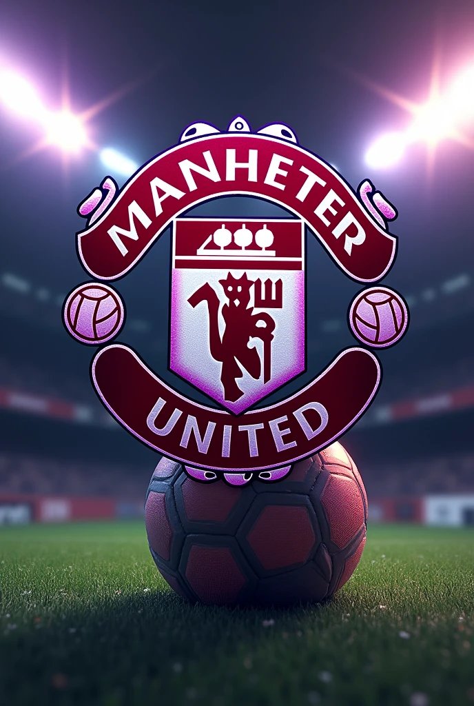 Une icône de club de foot qui ressemble à Manchester United mais où il y est écrit Saikyo United en violet