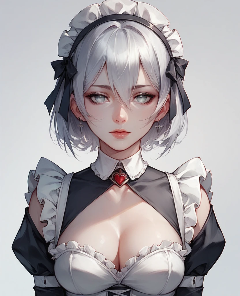 short silver hair maid suit girl silver eyes white meias 14yr 