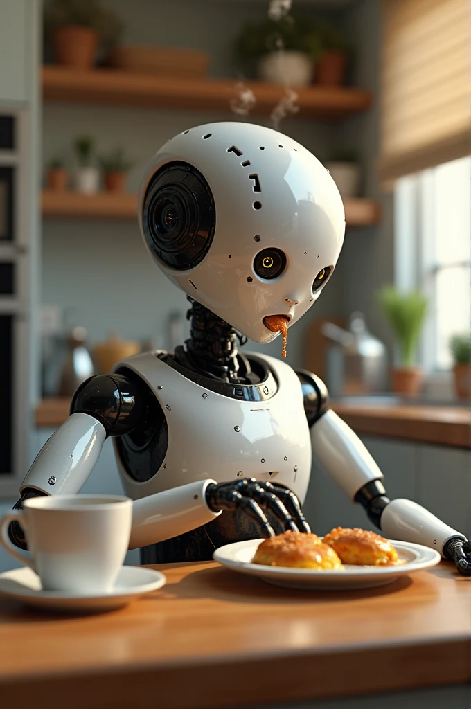 Robot having breakfast 