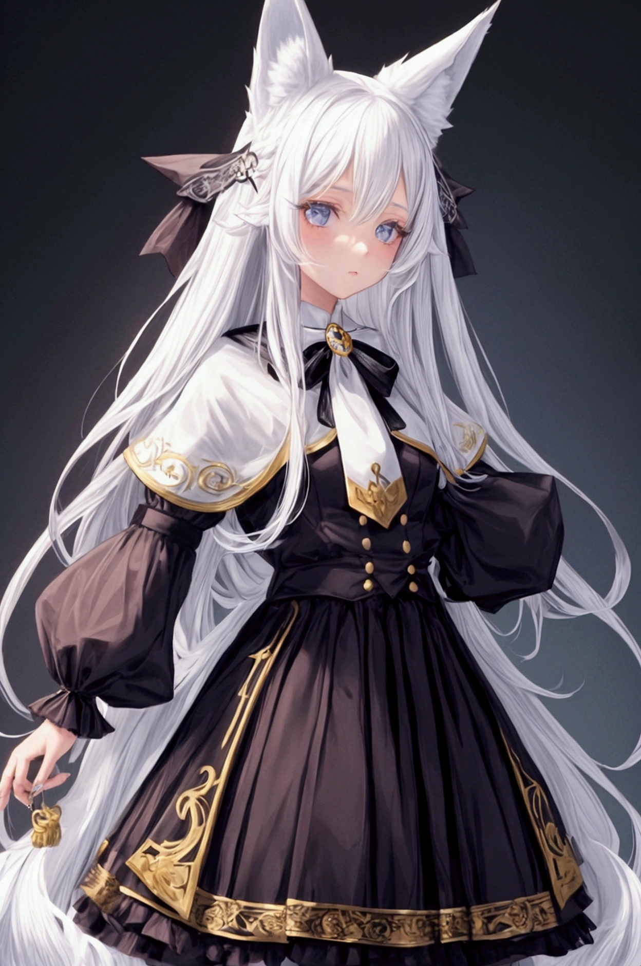 girl wears a caro skirts has long white hair with a fox ears sex