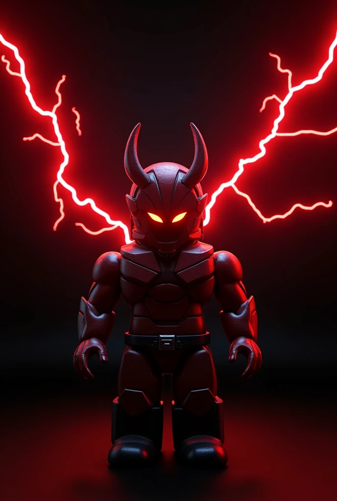 Jilandpan roblox avatar with a black background with red lightning over the black background but behind jillandpan