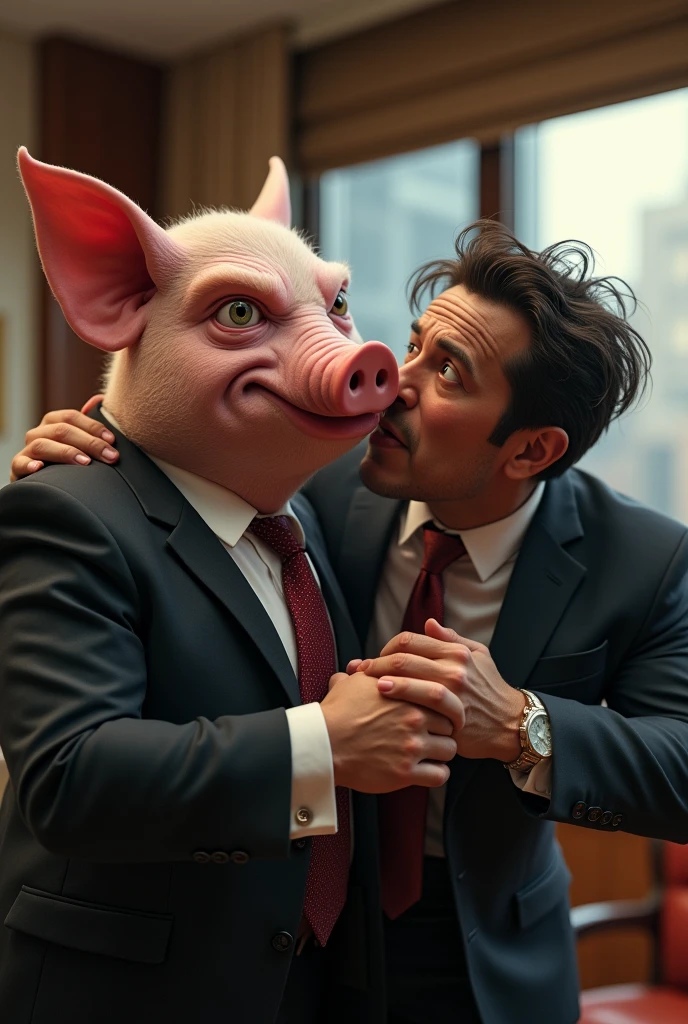 Pig-faced executive getting slapped