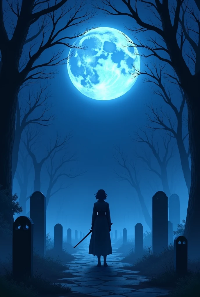 Blue Moon Cemetery Shining Night Light Demon Slayer Anime