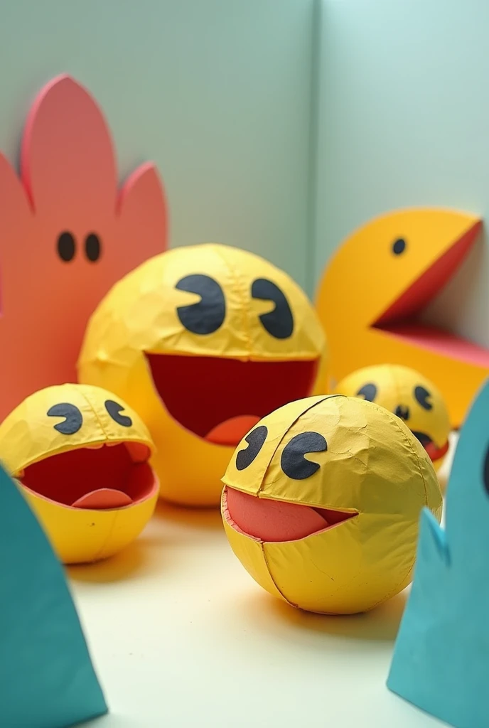 Making Pacman figures with recycled paper