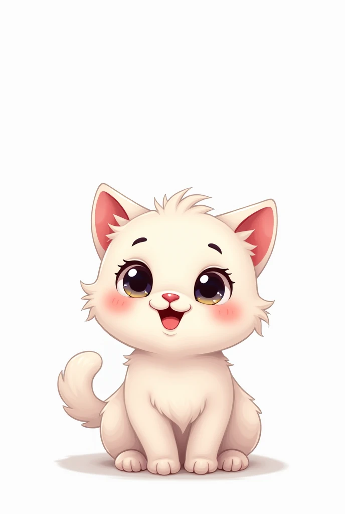 Cute cartoon kitten,white background