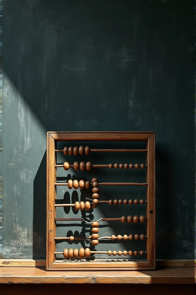 Shadow of abacus on blackboard