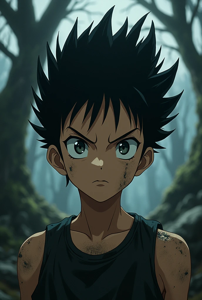 Hunter x Hunter anime character Gon Freecss with real person features in dark fantasy genre 