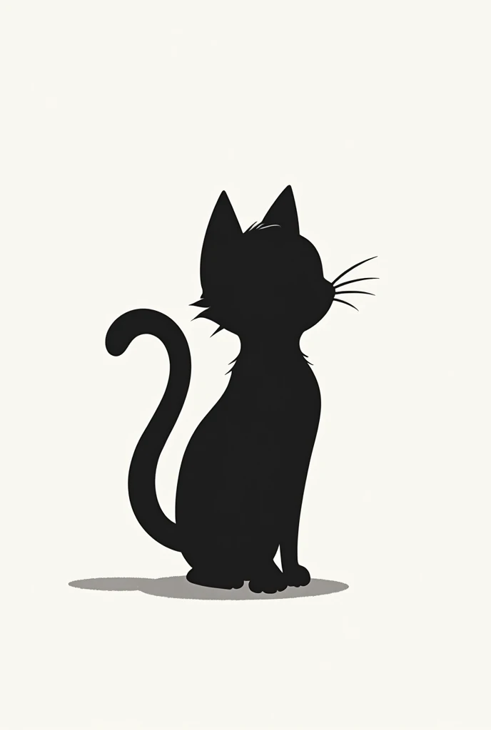 The silhouette of a cartoon black kitten (that has a waist to differentiate that it is female) and has a long tail that forms the letter M (only the silhouette that has no face or eyes) that has a bigger waist and that with its tail it makes the letter M