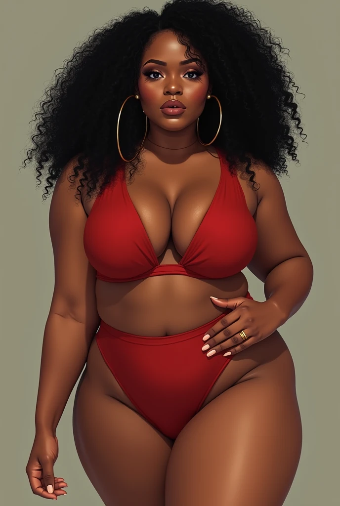 Curved with big hips ebony wearing pink tights facing forward