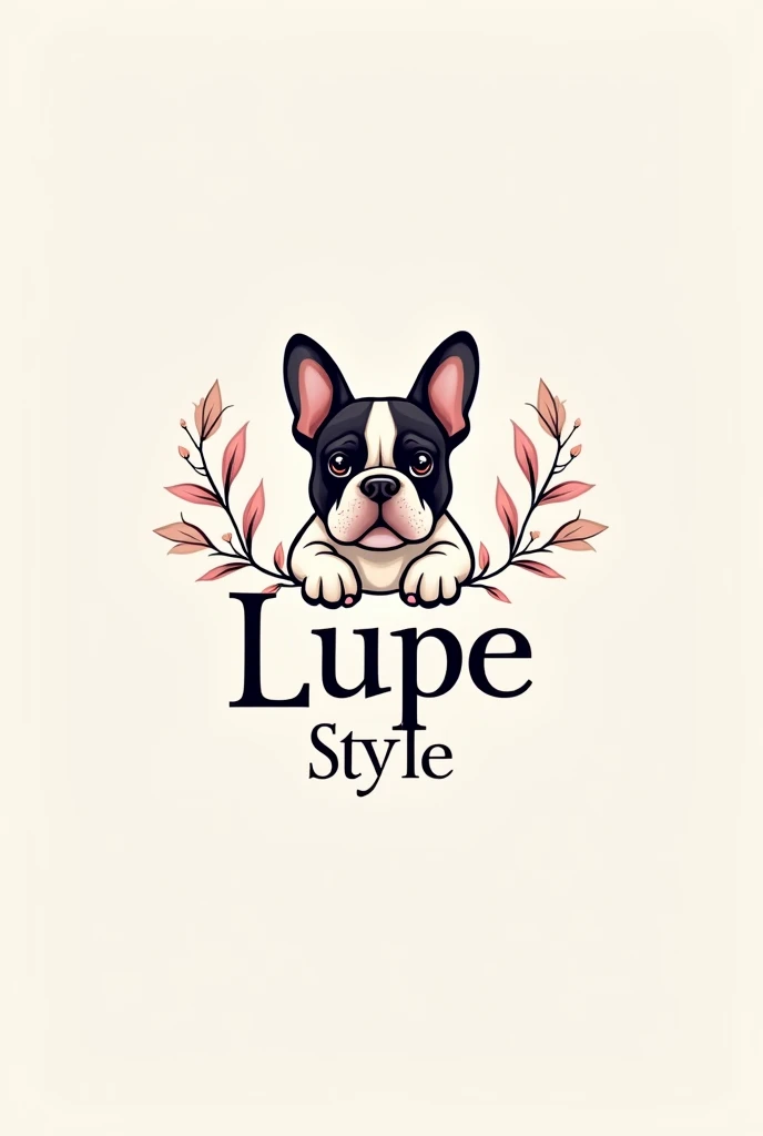 a logo for online clothing for girls with a French bulldog and the title has to say Lupe Style that is attractive 