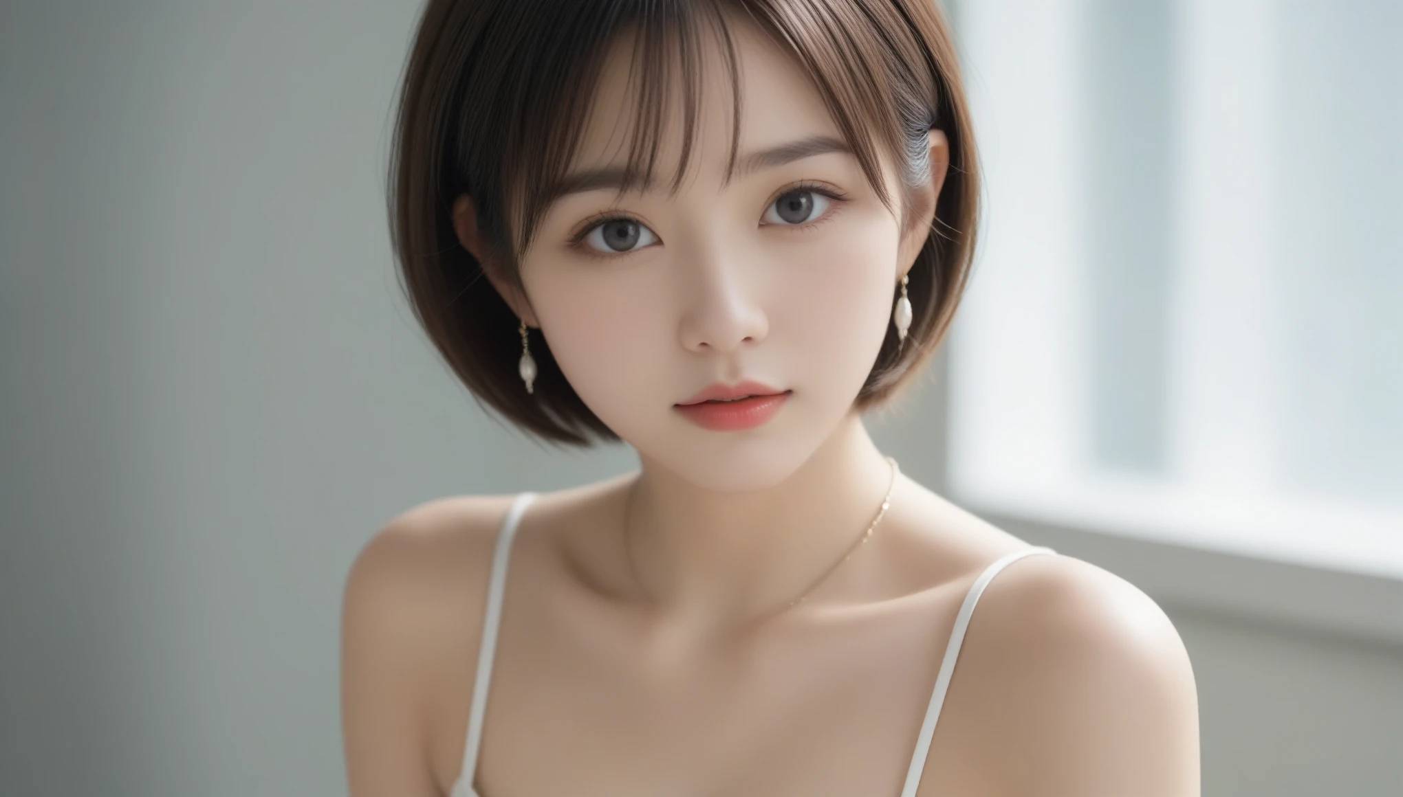 8k, Ultra-high resolution, Highest quality, masterpiece, 三分割法によるphotograph,Surreal, photograph, 1 Girl, (16 years old:1.3), pretty girl, Cute Face, 細部までBeautiful Eyes, 細かくdetailedに,masterpiece,One Girl:1.2,Japan Female Teachers,cowboy shot,Serious expression,Black Hair,Bowl cut,Super Beautiful Girl 4,((1 girl:1.4)),Shine, Natural skin texture、(Stylish clothes:1.4)、(The highest rank of ceremonial attire:1.4)、Formal wear,Attractive girl、16 years old、(Perfect female body:1.4)、(女の子のポートレートphotograph:1.4)、(Photorealistic images:1.4),Fantasy art,(Beautiful Face:1.4),Beautiful and attractive eyes、Beautiful Eyes、(Tight waist:1.4)、(9 Beautiful girls with perfect body proportions:1.4),Red lips,(choker:1.4、necklace:1.4、Earrings:1.4),Looking at the audience,(((Ideal body type))),A-cup small breasts :2,、Portraiture:2、Perfect Anatomy、鮮明なdetailed、detailed,Fashion magazine cover,Thin lips,Gray background ,完璧でBeautiful Face ,完璧でCute Face, Skin with attention to detail, Perfect limbs、Narrow waist,Looking at the audience,(((Ideal body type))),A cup small breasts :2,Portraiture:2,Perfect Anatomy,鮮明なdetailed,detailed,Surreal,Light and shadow,spotlight