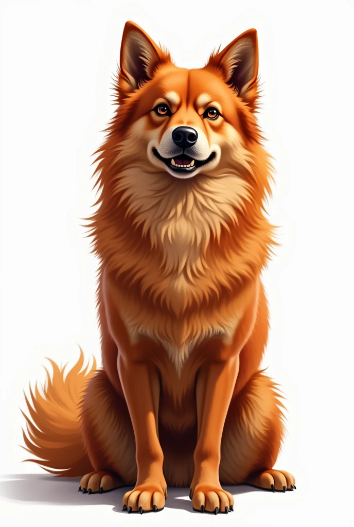 Drawing of a female dog, redhead and stuck up with a white background 