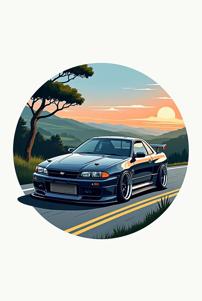 Logo “EastBayDetailing” Background East Bay with a JDM car 