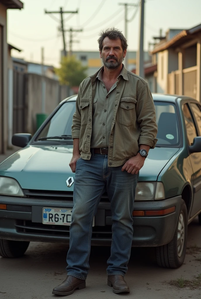 Lucas Naiman Argentina DNI 34978506 next to a Renault 19 1.7 RT gasoline year 1994 thugteno color 