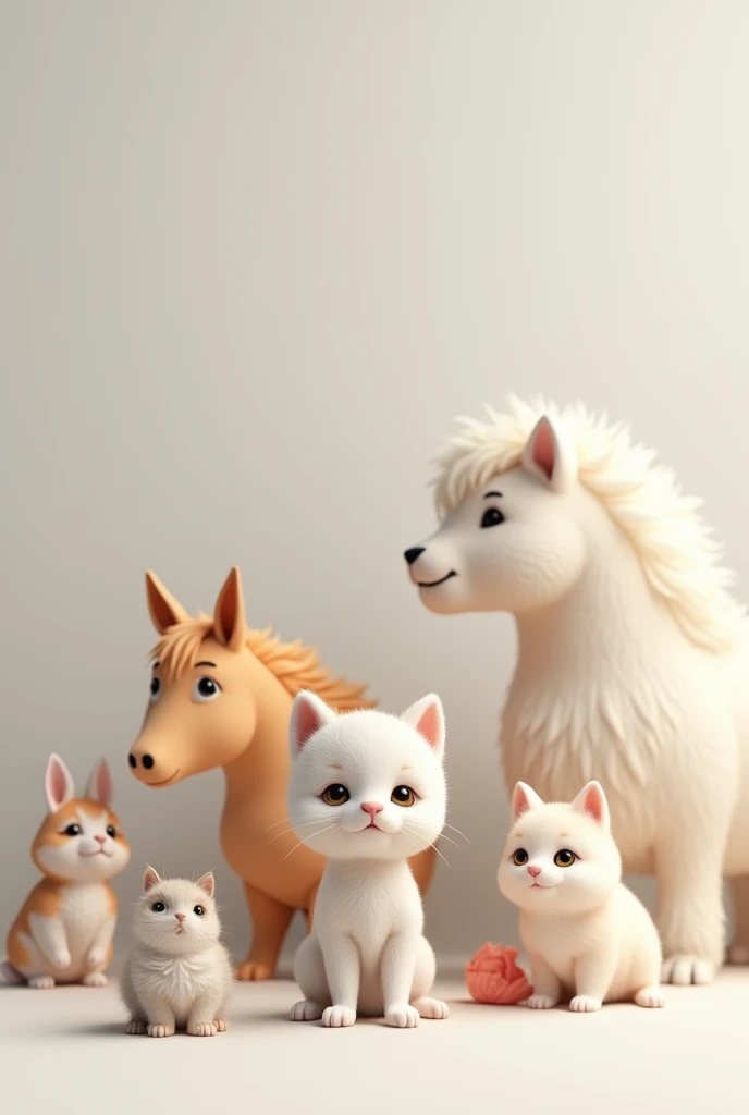 A realistic and minimalist image of small and large animals for a veterinary clinic