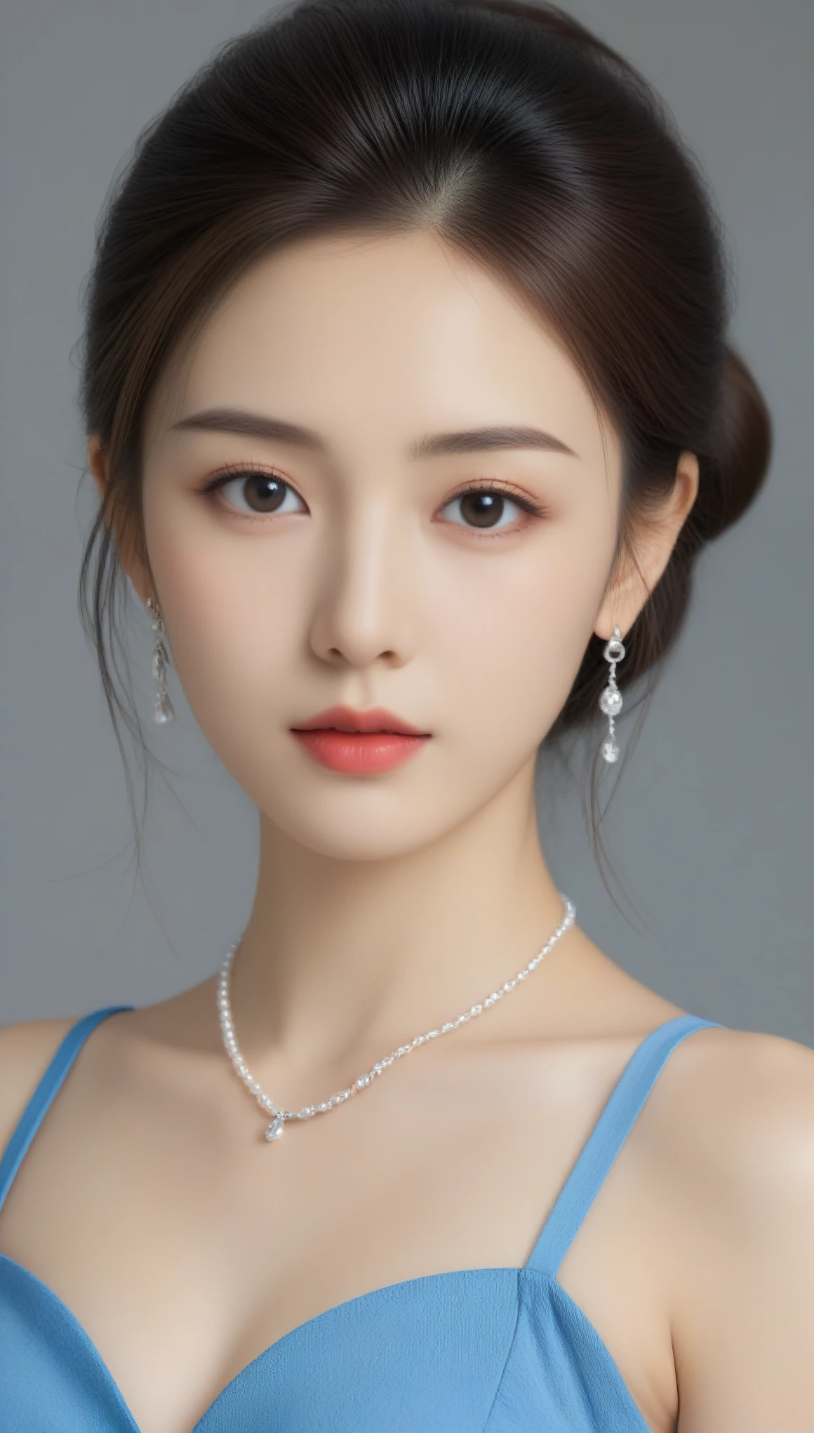 8k, Ultra-high resolution, Highest quality, masterpiece, 三分割法によるphotograph,Surreal, photograph, 1 Girl, (16 years old:1.3), pretty girl, Cute Face, 細部までBeautiful Eyes, 細かくdetailedに,masterpiece,One Girl:1.2,Japan Female Teachers,full body,furious,Black Hair,long hair,shiny hair,Super Beautiful Girl 4,((1 girl:1.4)),Shine, Natural skin texture、(Stylish clothes:1.4),Pencil Skirt,(The highest rank of ceremonial attire:1.4)、Formal wear,Attractive girl、16 years old、(Perfect female body:1.4)、(女の子のポートレートphotograph:1.4)、(Photorealistic images:1.4),Fantasy art,(Beautiful Face:1.4),Beautiful and attractive eyes、Beautiful Eyes、(Tight waist:1.4)、(9 Beautiful girls with perfect body proportions:1.4),Red lips,(choker:1.4、necklace:1.4、Earrings:1.4),Looking at the audience,(((Ideal body type))),A-cup small breasts :2,、Portraiture:2、Perfect Anatomy、鮮明なdetailed、detailed,Fashion magazine cover,Thin lips,Gray background ,完璧でBeautiful Face ,完璧でCute Face, Skin with attention to detail, Perfect limbs、Narrow waist,Looking at the audience,(((Ideal body type))),A cup small breasts :2,Portraiture:2,Perfect Anatomy,鮮明なdetailed,detailed,Surreal,Light and shadow,backlighting
