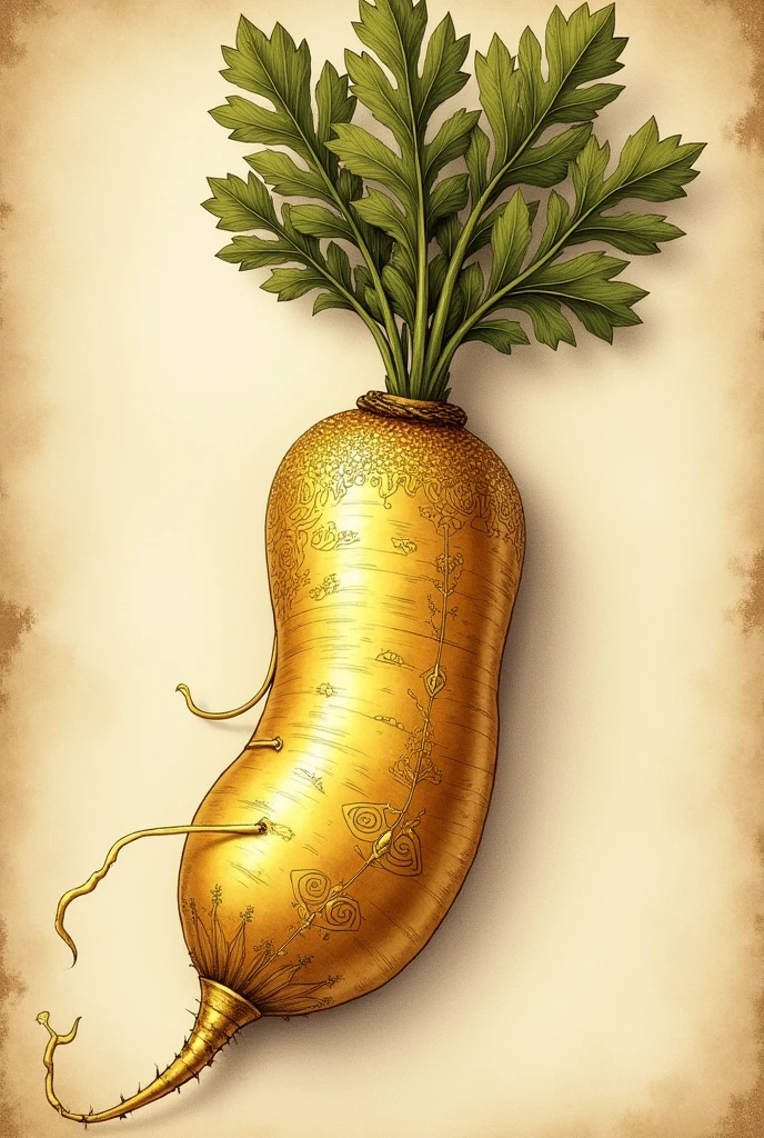 A Golden radish, Medieval drawing style